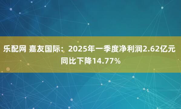 乐配网 嘉友国际：2025年一季度净利润2.62亿元 同比下降14.77%