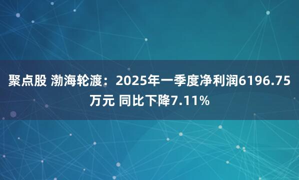 聚点股 渤海轮渡：2025年一季度净利润6196.75万元 同比下降7.11%